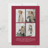 Simple Crimson Script 5 Foto Collage Abschluss Ankündigung (Rückseite)