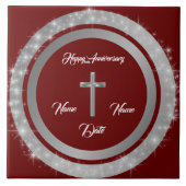 Simple Cross Customize Silver Anniversary Fliese (Vorderseite)