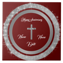 Simple Cross Customize Silver Anniversary Fliese