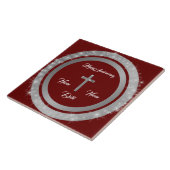 Simple Cross Customize Silver Anniversary Fliese (Seite)