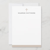 Simple cross name light mocha brown border flat mitteilungskarte (Vorderseite)