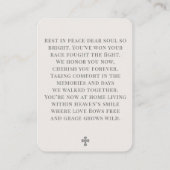 Simple Cross Photo Funeral Prayer Card Visitenkarte (Rückseite)
