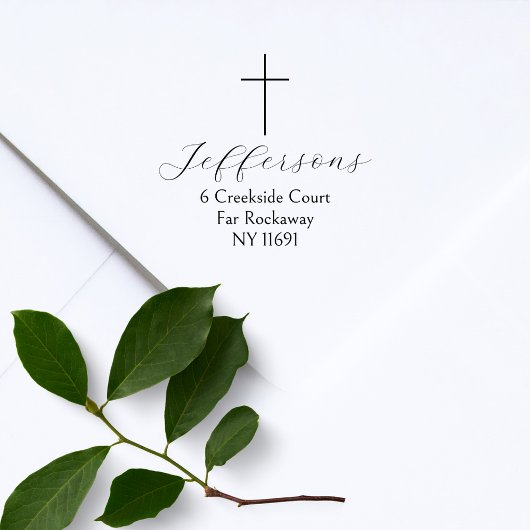 Simple Cross Script Family Return Address Gummistempel