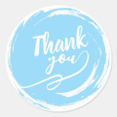 Simple Cursive Thank you Blue Runder Aufkleber (Vorderseite)