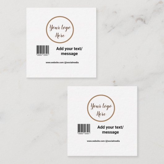 simple custom barcode add your text website QR Sq Quadratische Visitenkarte (Vorne/Hinten)