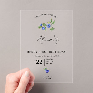 Simple Custom Berry first birthday fruit birthday  Acryleinladungen