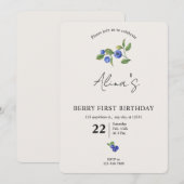 Simple Custom Berry first birthday fruit birthday  Einladung (Vorne/Hinten)