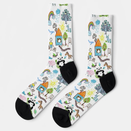 Simple Custom Design Children drawings Cute Socken (Linkes Detail)