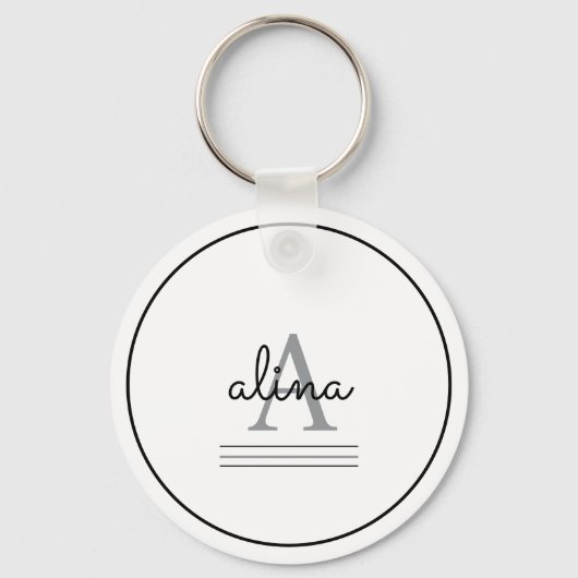 Simple Custom Design Personalize Monogram Schlüsselanhänger (Rückseite)