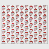 Simple Custom Face Foto Santa Claus Hat Weihnachte Geschenkpapier (Flach)