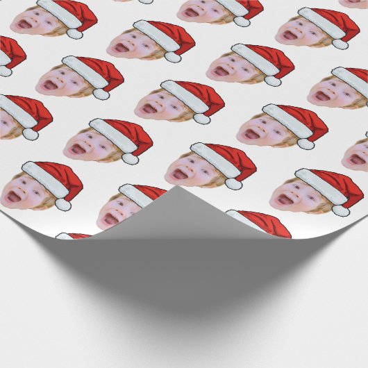 Simple Custom Face Foto Santa Claus Hat Weihnachte Geschenkpapier (Ecke)