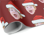 Simple Custom Face Foto Santa Claus Hat Weihnachte Geschenkpapier (Rolleneckpunkt)