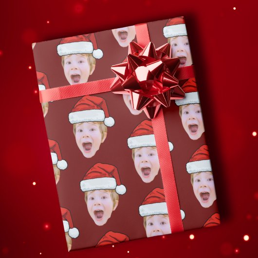 Simple Custom Face Foto Santa Claus Hat Weihnachte Geschenkpapier