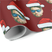 Simple Custom Face Foto Santa Claus Hat Weihnachte Geschenkpapier (Rolleneckpunkt)