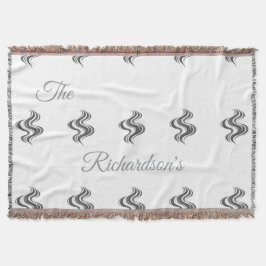 Simple Custom Family Name Black & White  Decke