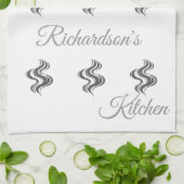 Simple Custom Family Name Black & White  Geschirrtuch (Gefaltet)