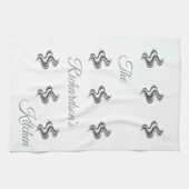Simple Custom Family Name Black & White  Geschirrtuch (Horizontal)