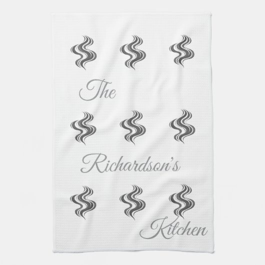 Simple Custom Family Name Black & White  Geschirrtuch (Vertikal)