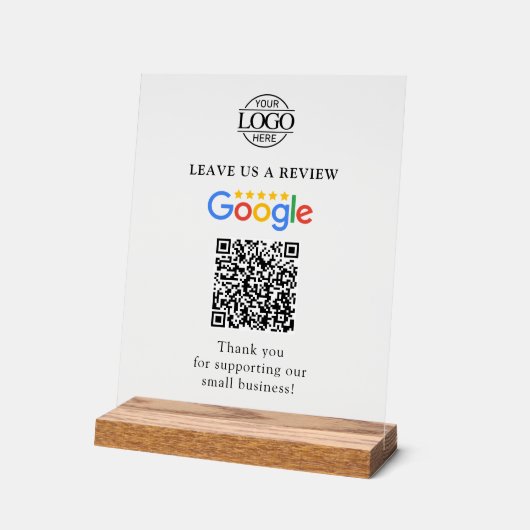 Simple Custom Google Reviews QR Code Business Logo Acrylschild (Winkel)
