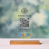 Simple Custom Google Reviews QR Code Business Logo Acrylschild (Neutral)