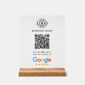 Simple Custom Google Reviews QR Code Business Logo Acrylschild (Vorderseite)