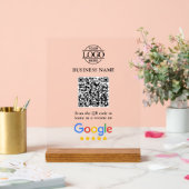 Simple Custom Google Reviews QR Code Business Logo Acrylschild (Hochzeit)