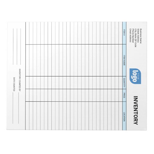 Simple Custom Logo Business Inventory Notepad Notizblock (Vorderseite)