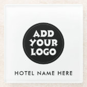 Simple Custom Logo & Hotel Name  Glasuntersetzer (Vorderseite)
