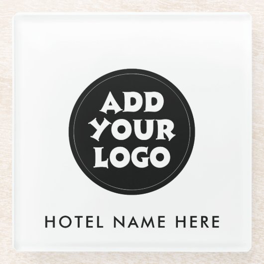 Simple Custom Logo & Hotel Name  Glasuntersetzer (Vorderseite)