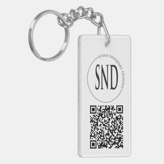 Simple Custom Logo QR Code Business Schlüsselanhänger (Vorderseite links)