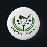 Simple Custom Monogram Golfer Name Button<br><div class="desc">Add a personal touch to your game with these Simple Custom Monogram Golfer Name Button. Designed with a clean and elegant golf-inspired emblem, this personalized golf ball features a stylish golf club, ball, and laurel design that makes it stand out on the course. Customize the Button with your name initials...</div>