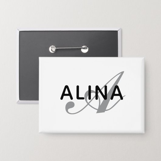 Simple Custom Name Monogram Rectangle 3.5" x 2.5 Button (Vorderseite/Rückseite)