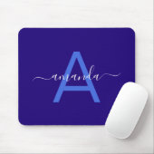 Simple Custom Name & Monogrammed Blue Personalized Mousepad (Mit Mouse)