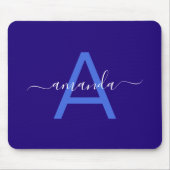 Simple Custom Name & Monogrammed Blue Personalized Mousepad (Vorne)