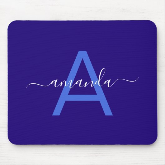 Simple Custom Name & Monogrammed Blue Personalized Mousepad (Vorne)