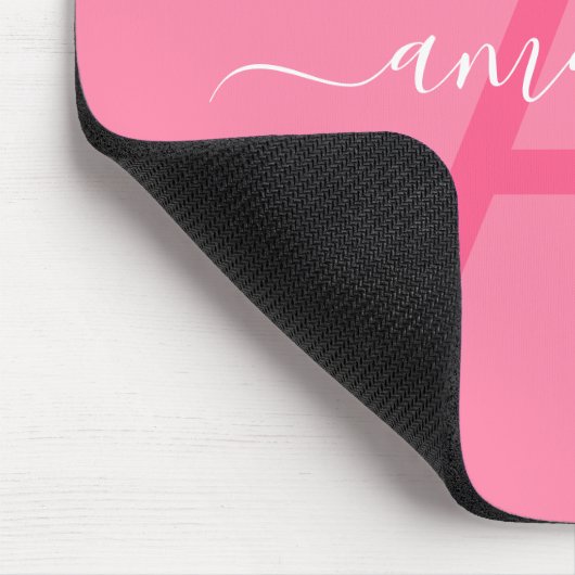 Simple Custom Name & Monogrammed Pink Personalized Mousepad (Ecke)