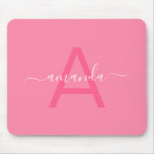 Simple Custom Name & Monogrammed Pink Personalized Mousepad (Vorne)