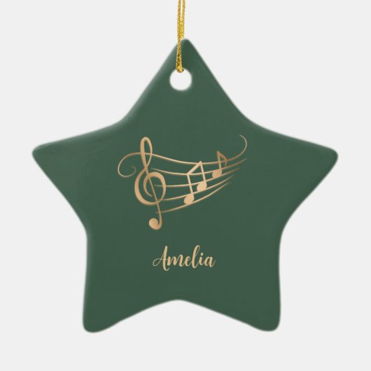 Simple Custom Name Musical Elegant Christmas Keramik Ornament (Vorne)