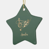Simple Custom Name Musical Elegant Christmas Keramik Ornament (Links)