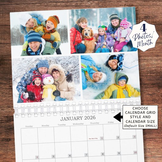 Simple Custom Photo Collage 4 Per Month Kalender