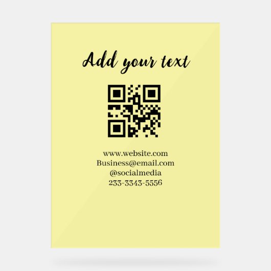 simple custom QR code add your name text  Classic  Acrylschild (Vorderseite)