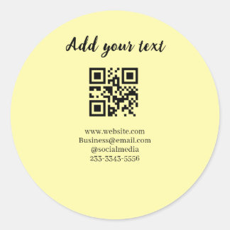 simple custom QR code add your name text Classic Runder Aufkleber