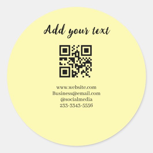 simple custom QR code add your name text  Classic  Runder Aufkleber (Vorderseite)