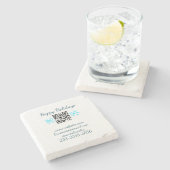 simple custom QR code add your name text  Classic  Steinuntersetzer (Seitenansicht)