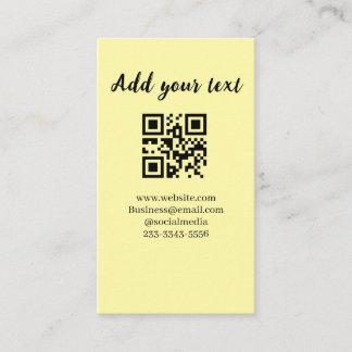 simple custom QR code add your name text Classic Visitenkarte