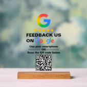 Simple Custom QR Code Google Review Display Acrylschild (Neutral)