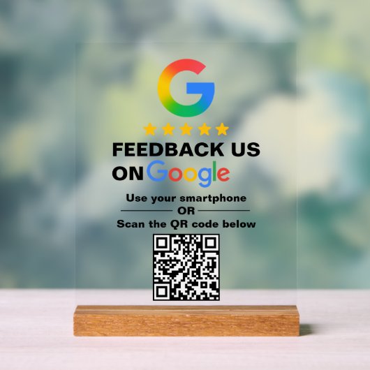 Simple Custom QR Code Google Review Display Acrylschild (Neutral)