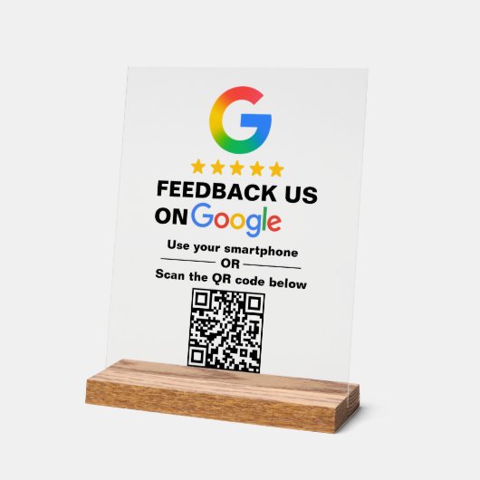 Simple Custom QR Code Google Review Display Acrylschild (Winkel)