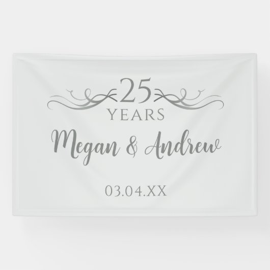Simple Custom Script 25th Wedding Anniversary Banner (Horizontal)