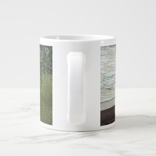 Simple Custom Two Photo Jumbo-Tasse (Rückseite)